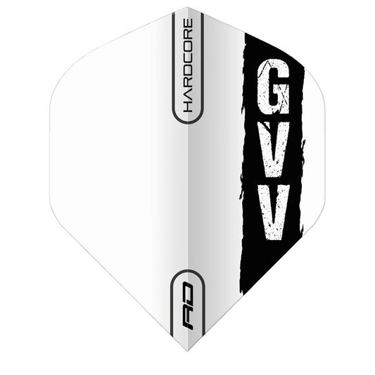 GIAN VAN VEEN RED DRAGON WHITE & BLACK HARDCORE STANDARD GVV DART FLIGHTS