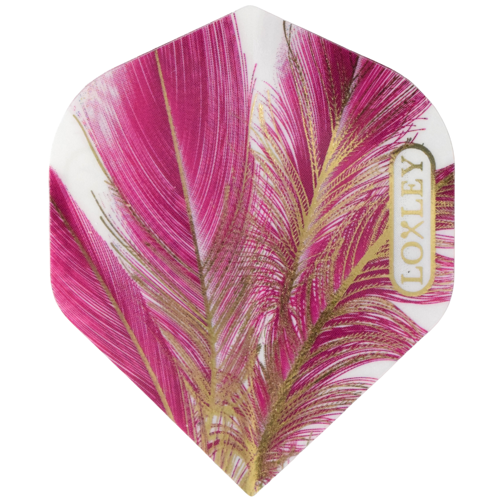 LOXLEY PURPLE GOLD FEATHER NO2 SHAPED DART FLIGHTS