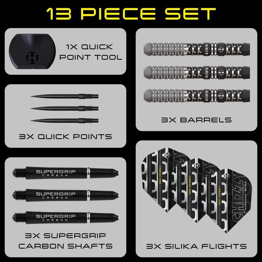 HARROWS DAVE CHISNALL CHIZZY SERIES 4 90% TUNGSTEN QP STEEL TIP DARTS