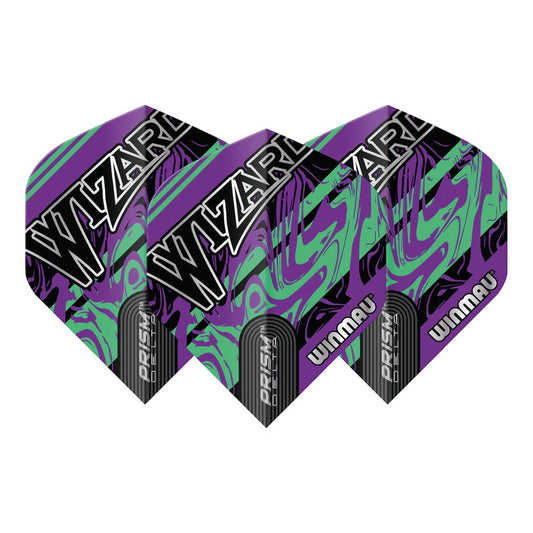 PRISM DELTA WIZARD PURPLE AND GREEN STANDARD DART FLIGHTS BY WINMAU