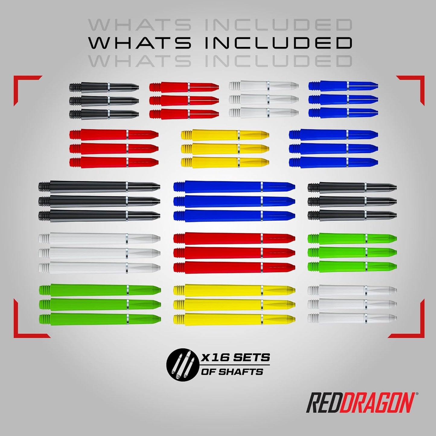 RED DRAGON DARTS ACCESSORIES PACK 200 PIECES - STEMS, TRIDENT 180, FLIGHTS, WAX