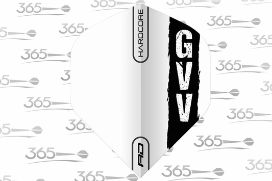 GIAN VAN VEEN RED DRAGON WHITE & BLACK HARDCORE STANDARD GVV DART FLIGHTS