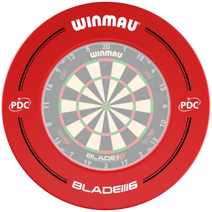 WINMAU BLADE 6 PDC PRINTED DARTBOARD SURROUND - RED