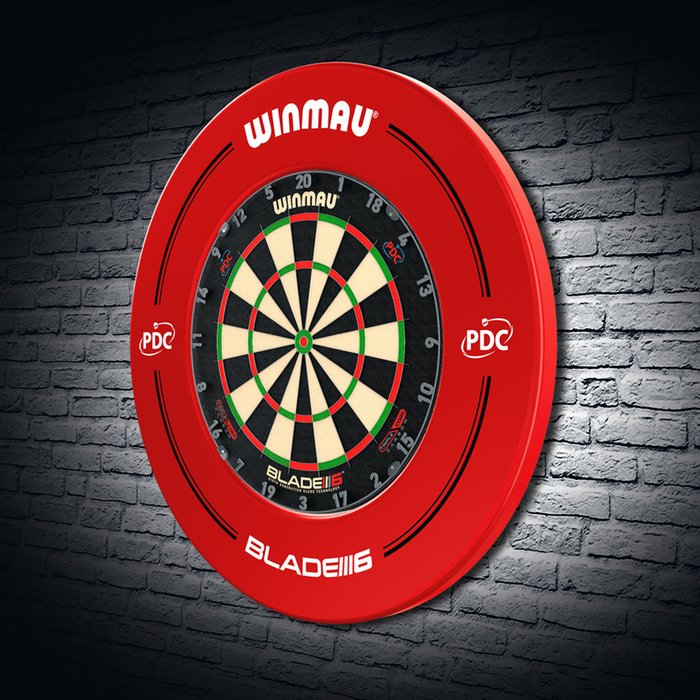 WINMAU BLADE 6 PDC PRINTED DARTBOARD SURROUND - RED