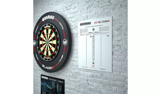 WINMAU PDC BLADE 6 REVERSIBLE DRY WIPE AND CHALKBOARD DARTS SCOREBOARD INC PENS