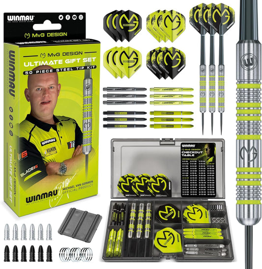 Winmau MVG Steeltip Darts Set 20g, Michael Van Gerwen 50 Piece Ultimate Gift Set
