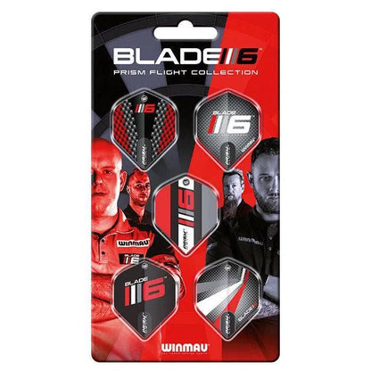 WINMAU BLADE 6 DART FLIGHT COLLECTION - 5 SETS - PRISM FLIGHTS