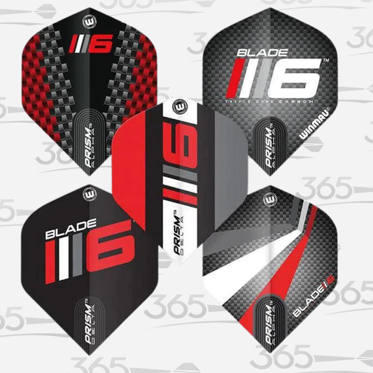 WINMAU BLADE 6 DART FLIGHT COLLECTION - 5 SETS - PRISM FLIGHTS