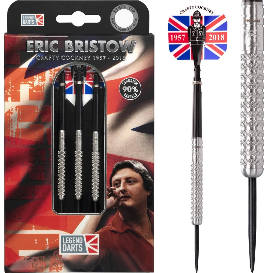 LEGEND DARTS ERIC BRISTOW KNURLED CRAFTY COCKNEY 90% TUNGSTEN STEEL TIP DARTS 25G