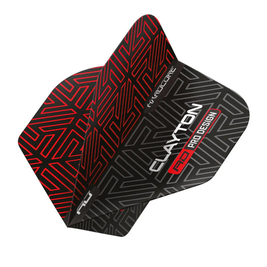 JONNY CLAYTON RED DRAGON HARDCORE PREMIUM RED AND BLACK DART FLIGHTS