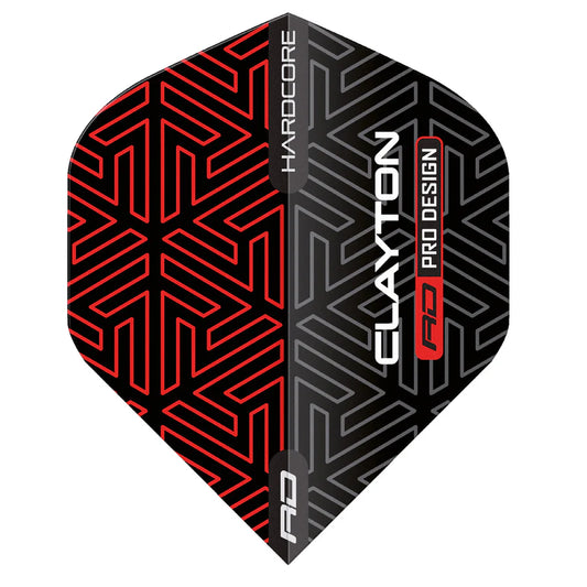 JONNY CLAYTON RED DRAGON HARDCORE PREMIUM RED AND BLACK DART FLIGHTS