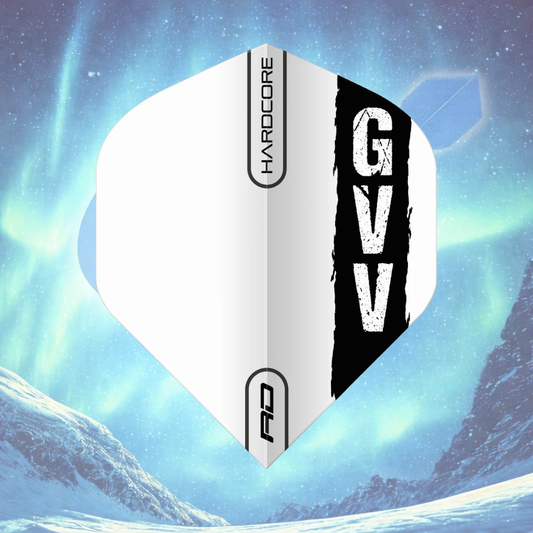 GIAN VAN VEEN RED DRAGON WHITE & BLACK HARDCORE STANDARD GVV DART FLIGHTS