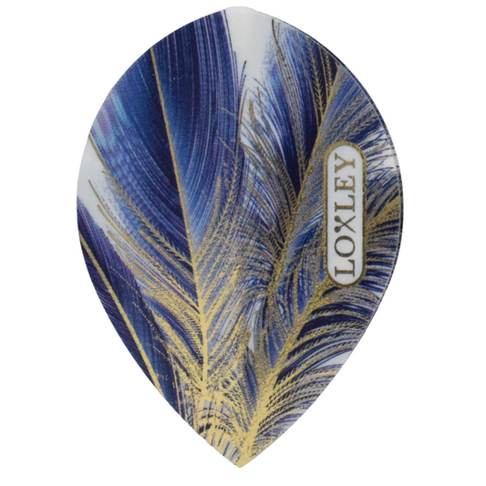 LOXLEY GOLD FEATHER BLUE PEAR SHAPED STUNNING DART FLIGHTS