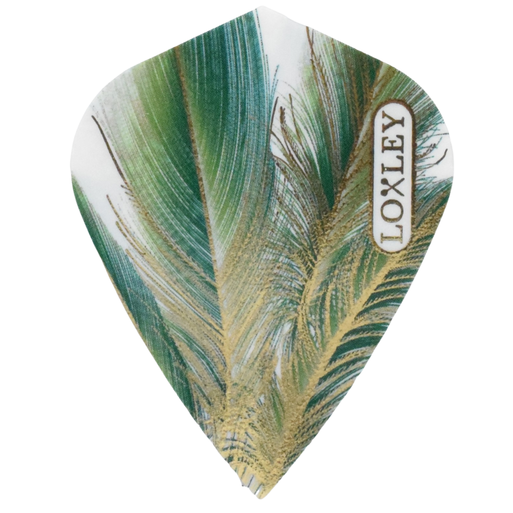 LOXLEY GOLD FEATHER KITE SHAPED STUNNING DART FLIGHTS - IN ORIGINAL PACKAGING