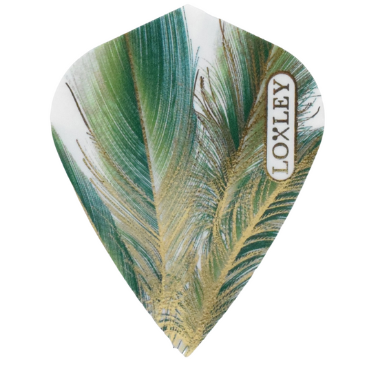 LOXLEY GOLD FEATHER KITE SHAPED STUNNING DART FLIGHTS - IN ORIGINAL PACKAGING