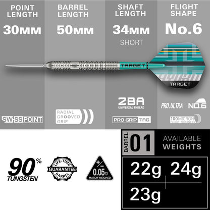 TARGET HYDRO 01 SWISS POINT 90% TUNGSTEN DARTS