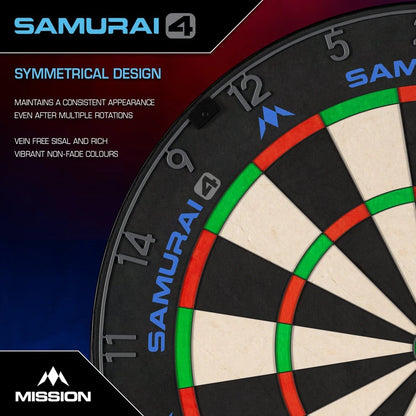 MISSION SAMURAI 4 DARTBOARD PROFESSIONAL - KNIFE WIRE - GRAPHITE GREY - CLICK AND COLLECT