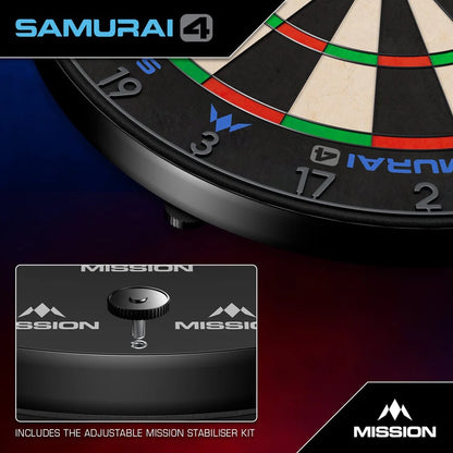 MISSION SAMURAI 4 DARTBOARD PROFESSIONAL - KNIFE WIRE - GRAPHITE GREY - CLICK AND COLLECT