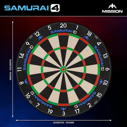 MISSION SAMURAI 4 DARTBOARD PROFESSIONAL - KNIFE WIRE - WHITE SPIDER - CLICK AND COLLECT