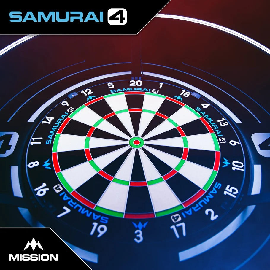 MISSION SAMURAI 4 DARTBOARD PROFESSIONAL - KNIFE WIRE - WHITE SPIDER - CLICK AND COLLECT