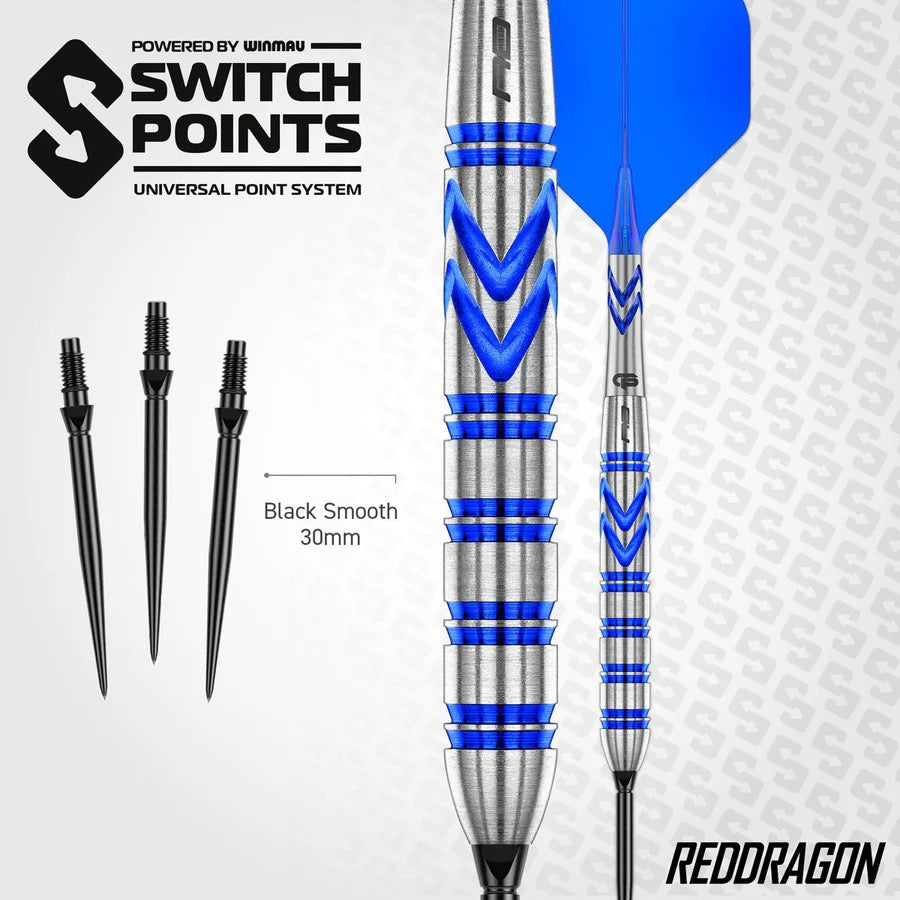 RED DRAGON GERWYN PRICE BLUE ORIGINAL SWITCH POINT 90% TUNGSTEN STEEL TIP DARTS
