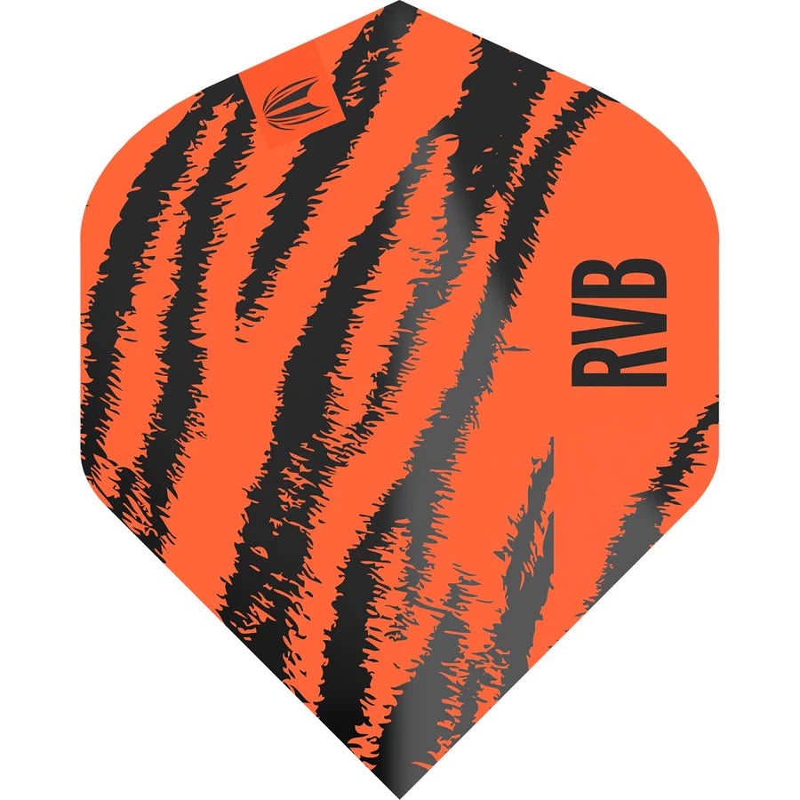 RAYMOND VAN BARNEVELD RVB TARGET BLACK AND ORANGE TIGER STRIPE