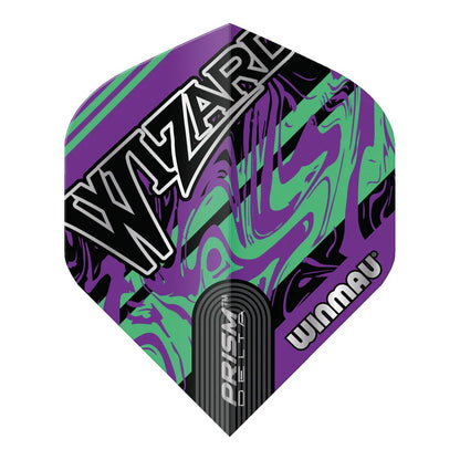 PRISM DELTA WIZARD PURPLE AND GREEN STANDARD DART FLIGHTS BY WINMAU