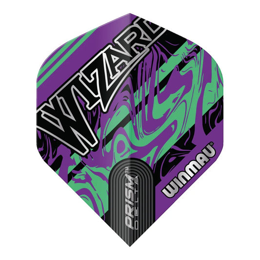 PRISM DELTA WIZARD PURPLE AND GREEN STANDARD DART FLIGHTS BY WINMAU