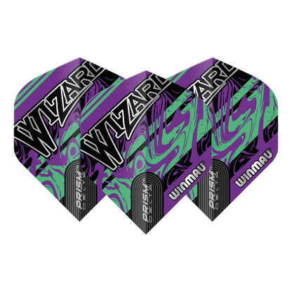 PRISM DELTA WIZARD PURPLE AND GREEN STANDARD DART FLIGHTS BY WINMAU