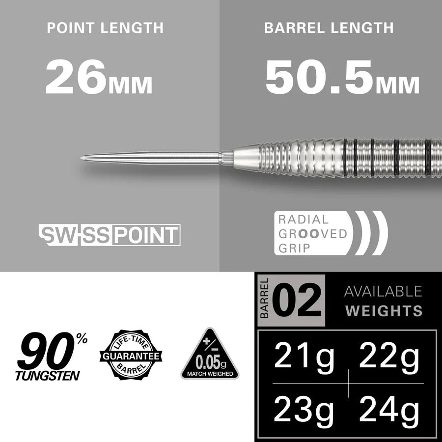 EXO 02 90% TUNGSTEN SP STEEL TIP DARTS BY TARGET