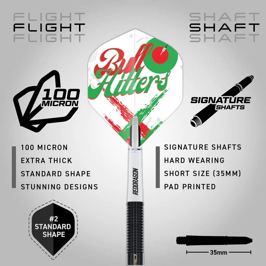 RED DRAGON BULLHITTERS 90% 23G TUNGSTEN STEEL TIP DARTS