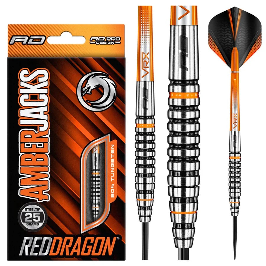 AMBERJACK 14 90% TUNGSTEN STEEL TIP DARTS BY RED DRAGON