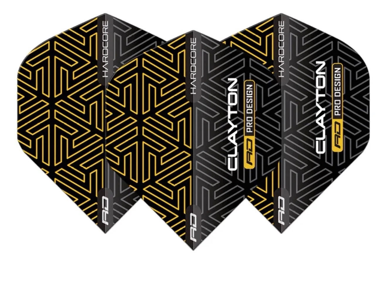 JONNY CLAYTON RED DRAGON HARDCORE PREMIUM BLACK AND GOLD DART FLIGHTS