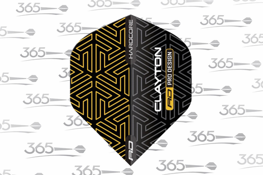 JONNY CLAYTON RED DRAGON HARDCORE PREMIUM BLACK AND GOLD DART FLIGHTS