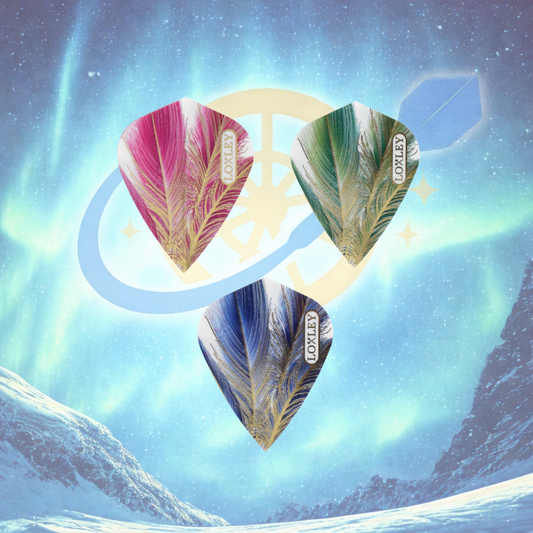 LOXLEY GOLD FEATHER KITE SHAPED STUNNING DART FLIGHTS - IN ORIGINAL PACKAGING