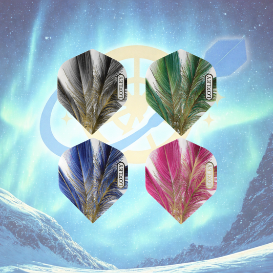 LOXLEY GOLD FEATHER NO2 SHAPED DART FLIGHTS - GREY - GREEN - PURPLE - BLUE