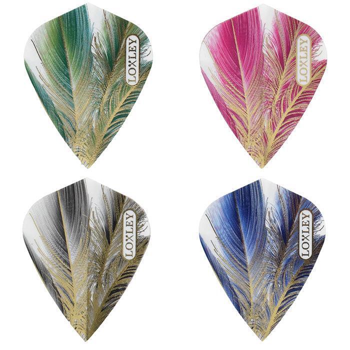 LOXLEY GOLD FEATHER KITE SHAPED STUNNING DART FLIGHTS - IN ORIGINAL PACKAGING
