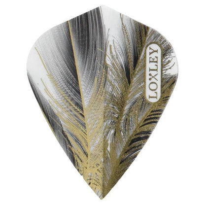 LOXLEY GOLD FEATHER KITE SHAPED STUNNING DART FLIGHTS - IN ORIGINAL PACKAGING