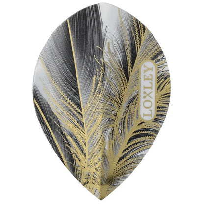 LOXLEY GOLD FEATHER PEAR SHAPED STUNNING DART FLIGHTS - IN ORIGINAL PACKAGING
