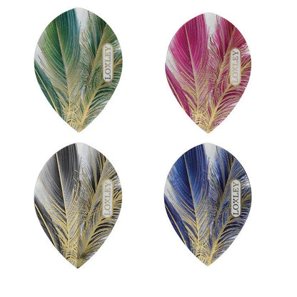 LOXLEY GOLD FEATHER PEAR SHAPED STUNNING DART FLIGHTS - IN ORIGINAL PACKAGING