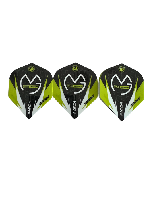 MICHAEL VAN GERWEN WINMAU BLACK GREEN MVG MEGA DART FLIGHTS - VERY RARE FLIGHT