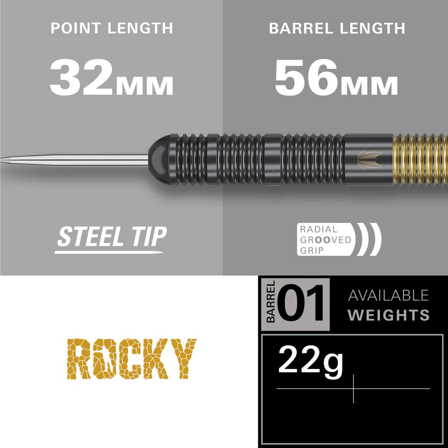 TARGET JOSH ROCK 22 PIECE DARTS SET 22G BRASS DARTS