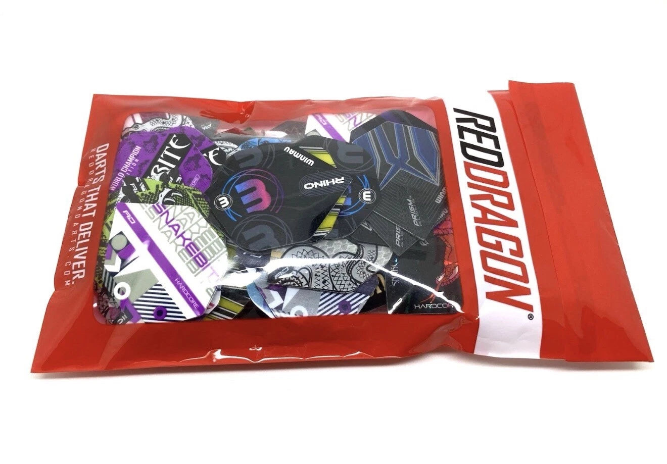 MIXED DART FLIGHTS VALUE BUNDLE – 25 SETS (75 FLIGHTS) RED DRAGON AND WINMAU