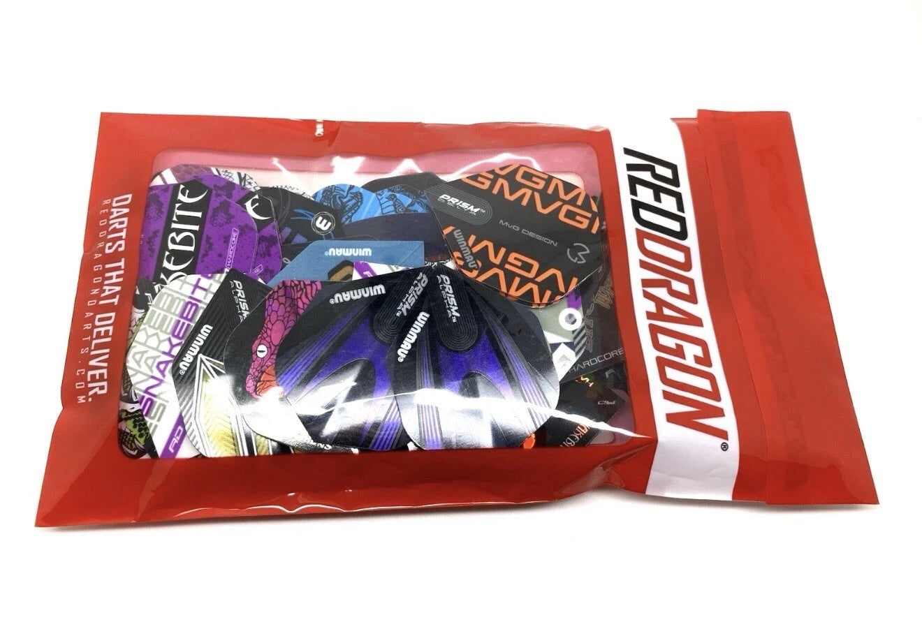 MIXED DART FLIGHTS VALUE BUNDLE – 25 SETS (75 FLIGHTS) RED DRAGON AND WINMAU