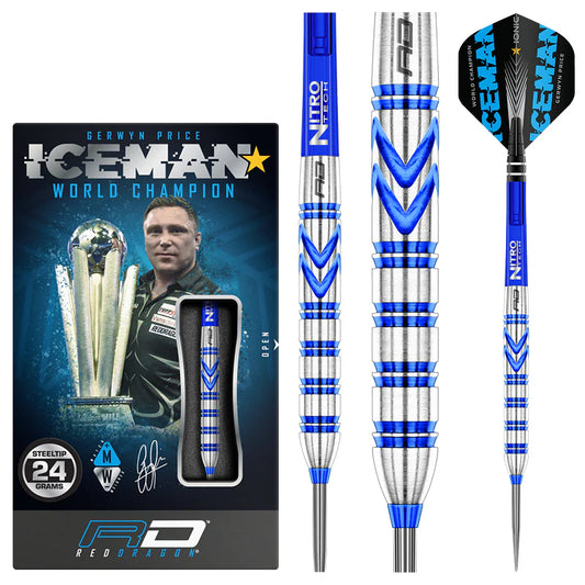 GERWYN PRICE ICEMAN BLUE ORIGINAL 24G 90% TUNGSTEN DARTS