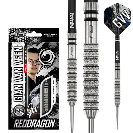 GIAN VAN VEEN TOUR EDITION RED DRAGON 22G DARTS 90% TUNGSTEN