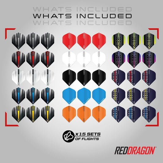 RED DRAGON DARTS ACCESSORIES PACK 200 PIECES - STEMS, TRIDENT 180, FLIGHTS, WAX