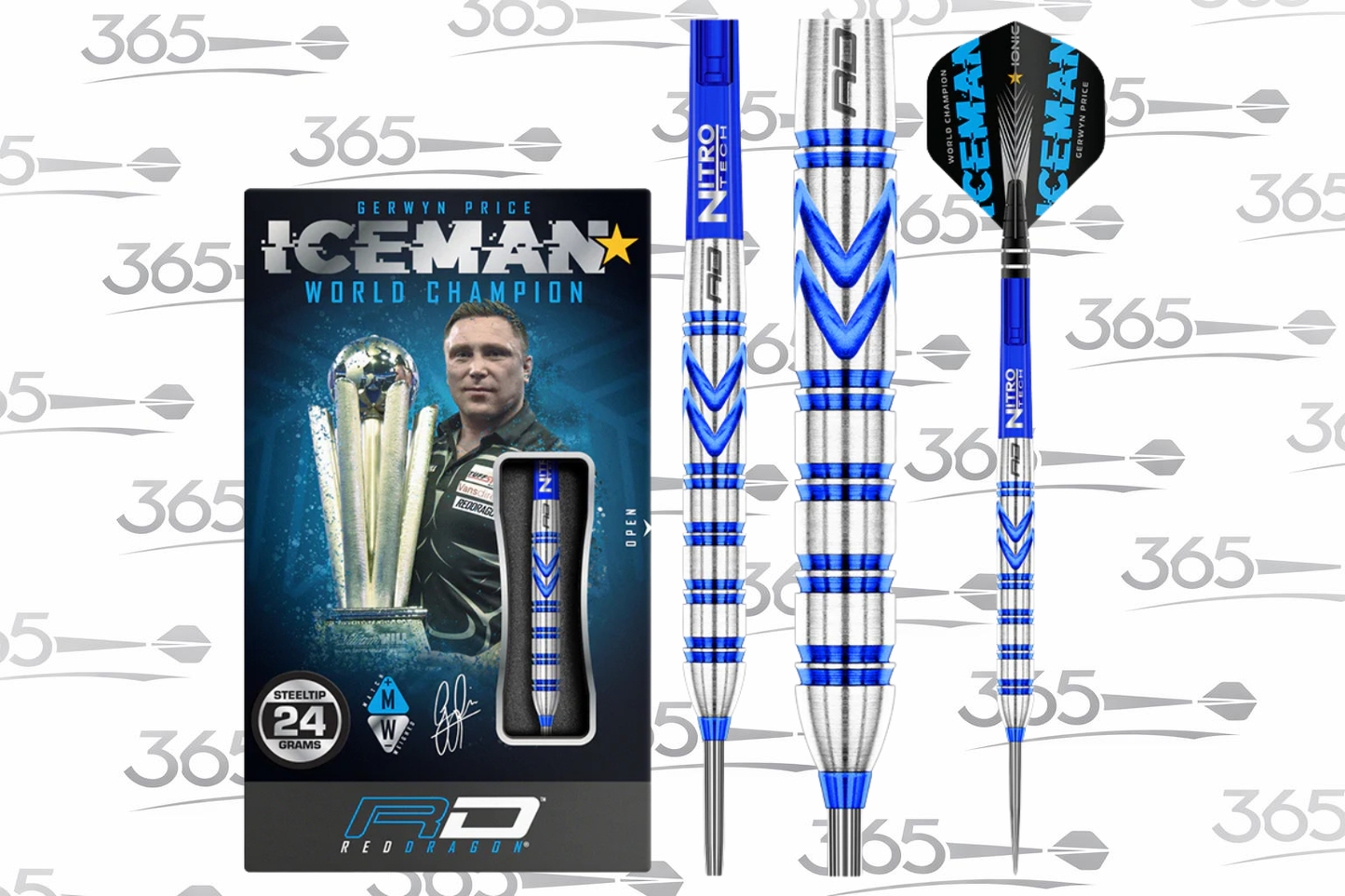 GERWYN PRICE ICEMAN BLUE ORIGINAL 24G 90% PROFESSIONAL TUNGSTEN DARTS