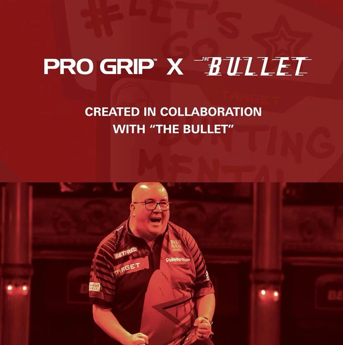 STEPHEN BUNTING TARGET LET'S GO BUNTING MENTAL DART FLIGHT AND SHAFT SET - RARE!