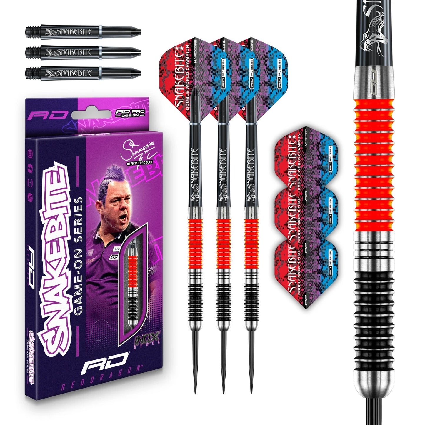 RED DRAGON GAME ON PROFESSIONAL PLAYER SERIES STEELTIP DARTS SET